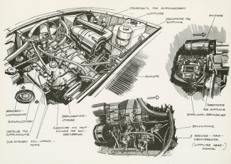 Design drawing of the NSU Ro 80’s twin-disc rotary engine